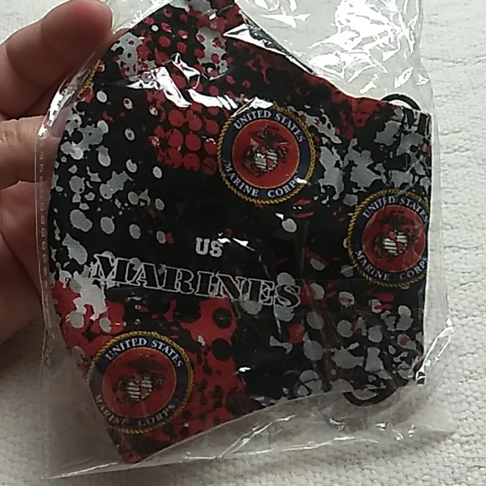 Marine Corps Mask Non Medical in Black, Red & Gray with ear loops Brand …